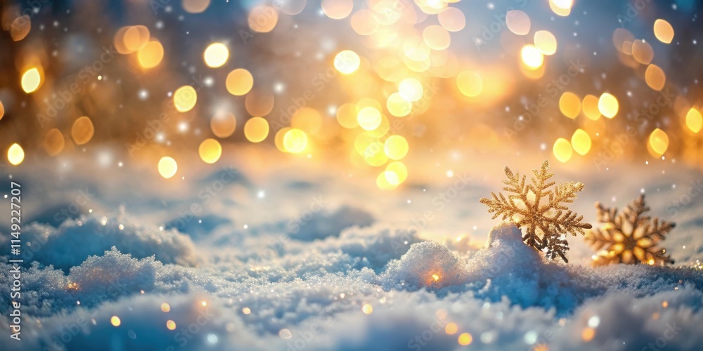 Frosty winter landscape with snowflakes and golden bokeh lights creating a warm glow on the icy scene, capturing the serene beauty of the cold season , golden bokeh, frosty landscape Frosty winter landscape with snowflakes and golden bokeh lights creating a warm glow on the icy scene, capturing the serene beauty of the cold season , golden bokeh, frosty landscape