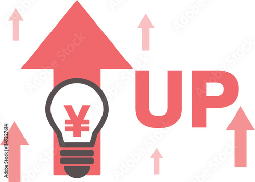 電気代の値上げに関する電球イラスト　