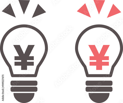 電気代の値上げ・値下げに関する電球イラスト　