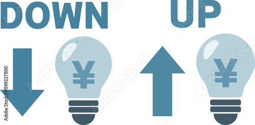 電気代の値上げ・値下げに関する電球イラスト　