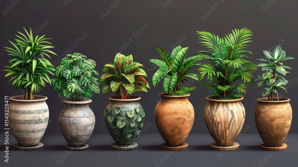 Fototapeta premium retro vintage vase and plants pots