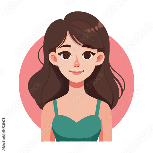 Beautiful woman avatar flat cartoon vector