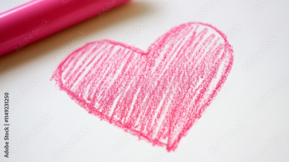Obraz premium Thick Pink Marker Small Heart Drawing