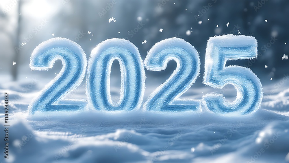 2025 numbers crafted from ice and snow, symbolizing winter, cold, and the New Year. Perfect for holiday designs, seasonal greetings, and frosty-themed backgrounds. 2025 numbers crafted from ice and snow, symbolizing winter, cold, and the New Year. Perfect for holiday designs, seasonal greetings, and frosty-themed backgrounds.