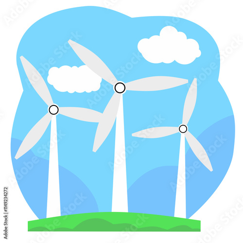 wind turbine on sky background