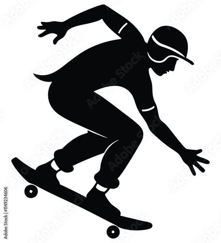 WebBlack silhouette of an athlete skateboarder in a jump