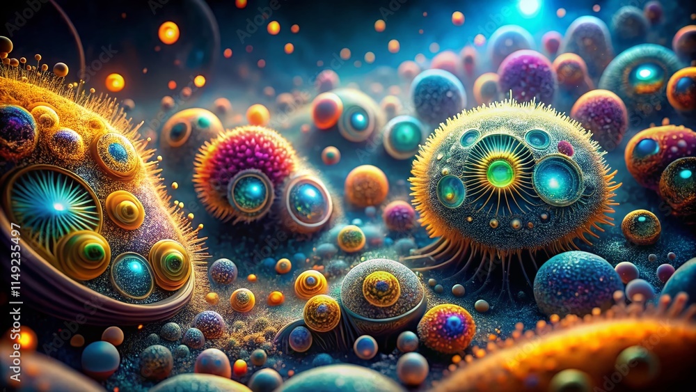 Microscopic Green Algae with Cilia - High-Resolution Surreal Close-Up Microscopic Green Algae with Cilia - High-Resolution Surreal Close-Up