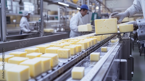 Cheese Production Line in a Factory