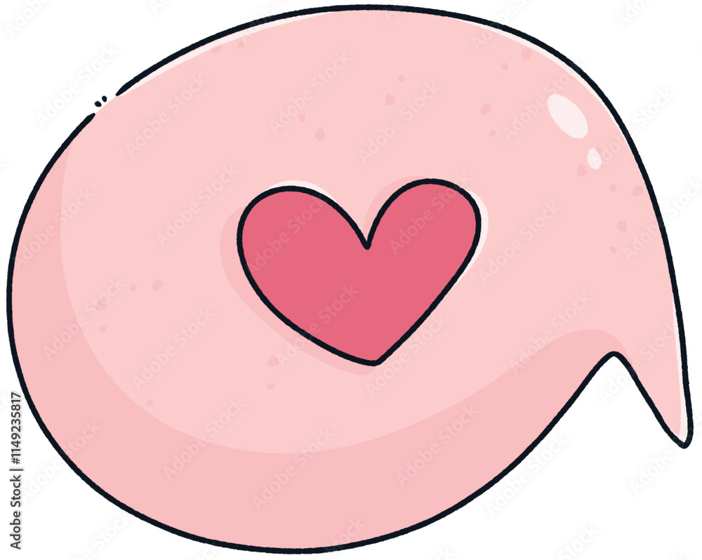 Pink heart with speech bubble, element for Valentine day Pink heart with speech bubble, element for Valentine day