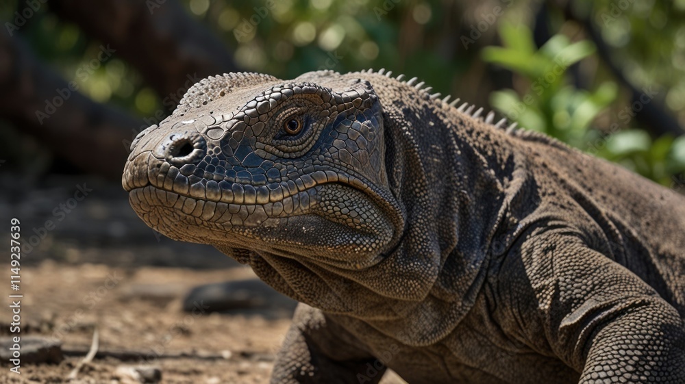 Fototapeta premium Close-up portrait of a land iguana.