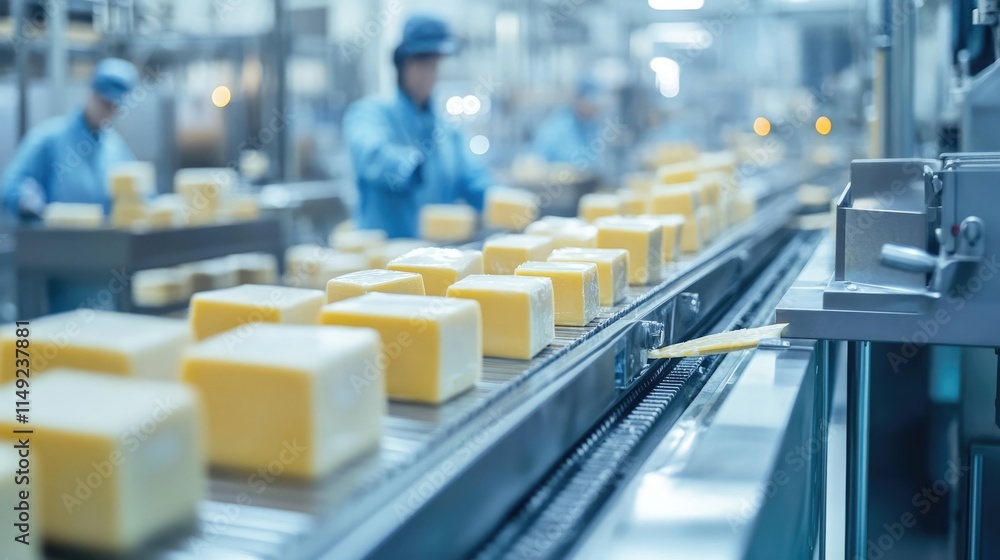 Cheese Production Line in a Modern Factory Cheese Production Line in a Modern Factory
