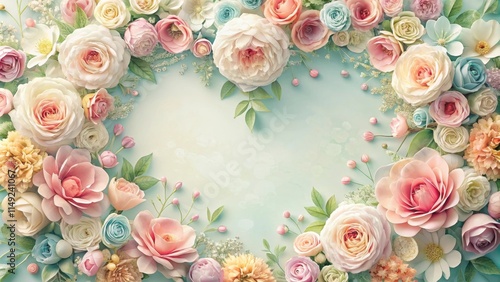 Floral Heart Background with Pastel Colors, hearts, pastel,  hearts, pastel, purple