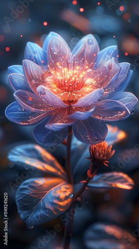 Magical Fantasy Flower Portrait Design with Glowing Light – Elegant and Dreamlike Floral, Artistic Concepts, Wall Art, Digital Art, Greeting Cards, Branding, Social Media, Packaging, Invitations