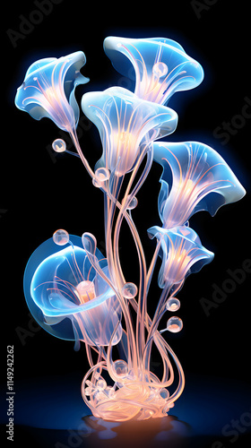 Magical Fantasy Flower Portrait Design with Glowing Light – Elegant and Dreamlike Floral, Artistic Concepts, Wall Art, Digital Art, Greeting Cards, Branding, Social Media, Packaging, Invitations
