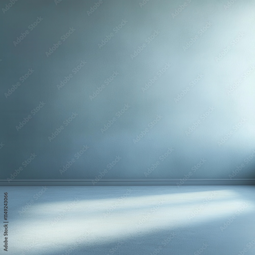 Serene Blue Room Interior Minimalist Empty Space with Textured Wall and Subtle Light, Perfect for Mockups and Backgrounds. Serene Blue Room Interior Minimalist Empty Space with Textured Wall and Subtle Light, Perfect for Mockups and Backgrounds.