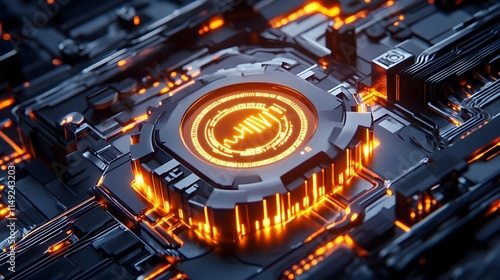 futuristic tech circuit board glow - abstract technology
