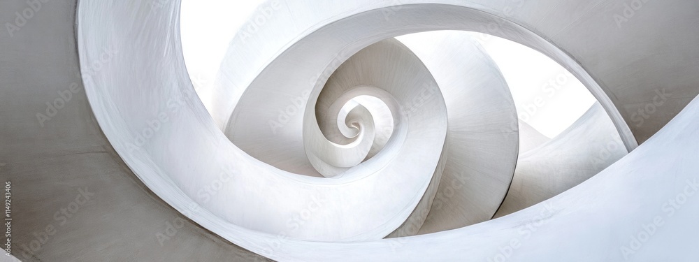 Fototapeta premium Abstract white spiral staircase architecture.