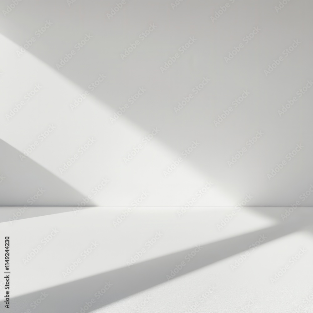 Minimalist White Room Interior with Sunlight Shadow - Modern Empty Space Background Minimalist White Room Interior with Sunlight Shadow - Modern Empty Space Background