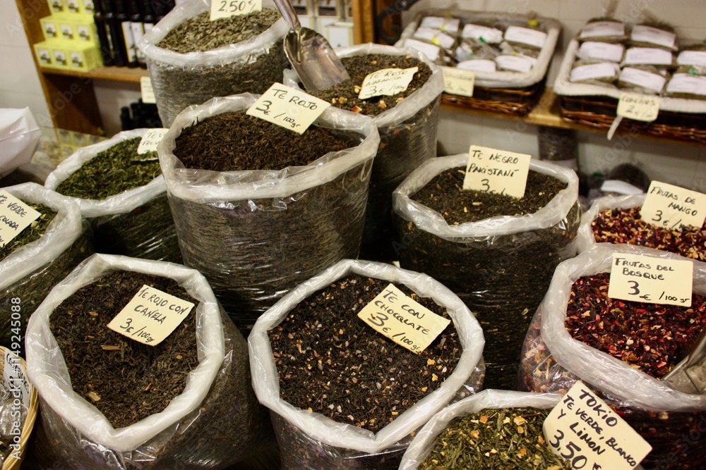 Fototapeta premium Assorted Herbal Teas in Bulk Bags