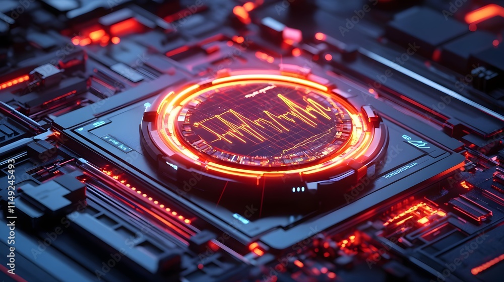 Obraz premium futuristic tech data analysis hud - cyberpunk aesthetics