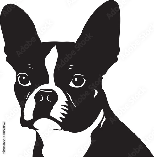 Boston Terrier Silhouette Vector Illustration White Background photo