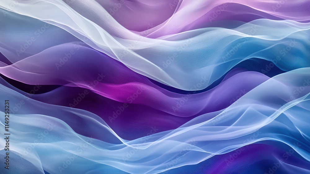 Obraz premium Abstract Purple, Blue, and White Wave Background Seamless Flowing Fabric Texture for Design