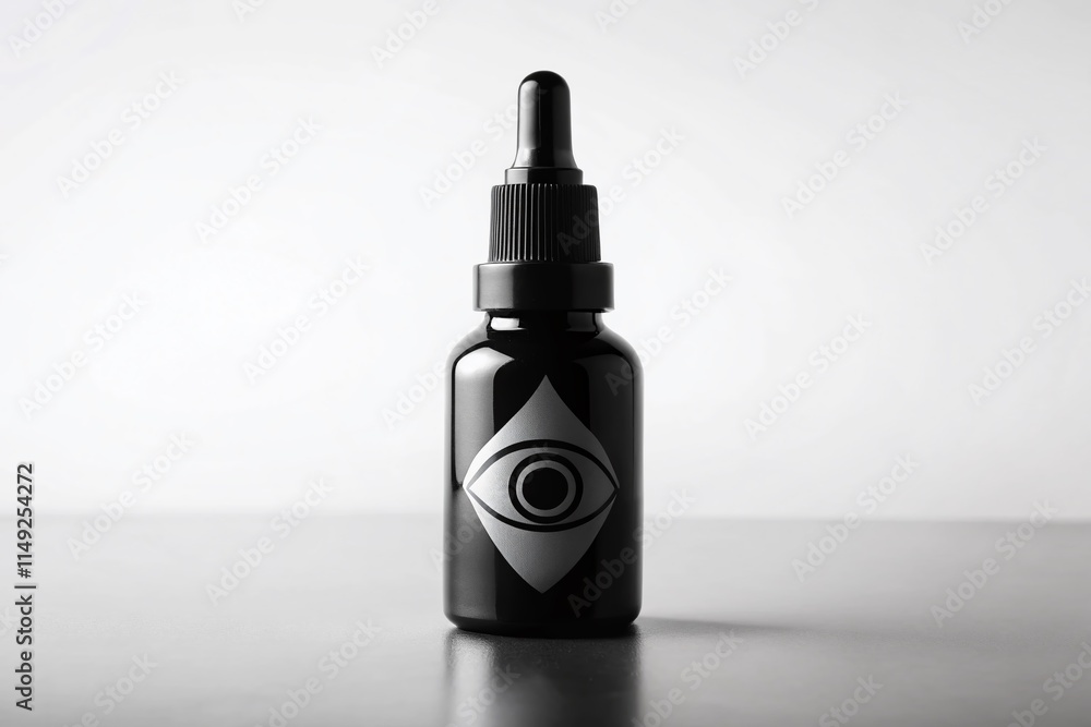 Minimalist Black Eye Drop Bottle Silhouette: Simple Medical Healthcare Concept Minimalist Black Eye Drop Bottle Silhouette: Simple Medical Healthcare Concept
