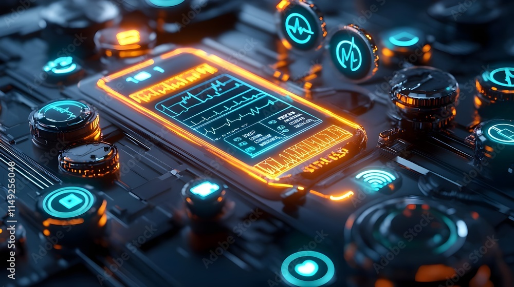 Fototapeta premium futuristic tech hud interface design - sci-fi/cyberpunk