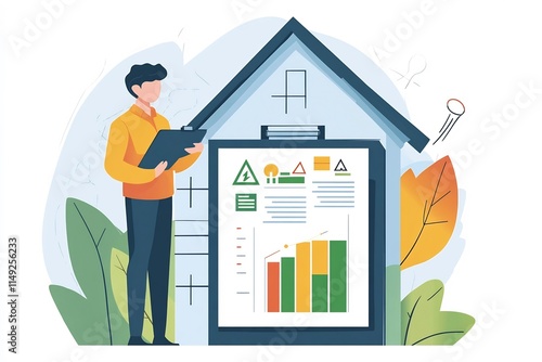 Man inspecting energy efficiency data during green building audit