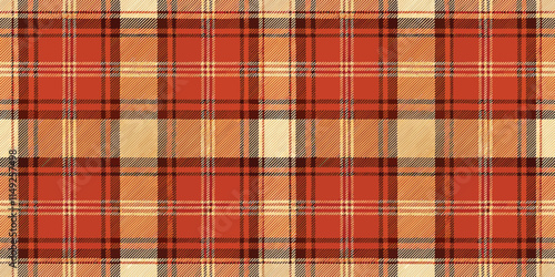 A vibrant orange plaid pattern featuring bold lines and contrasting colors, perfect for autumn-themed designs.
