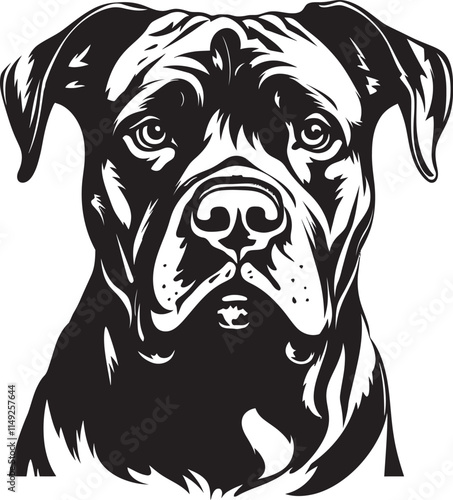 Cane Corso Silhouette Vector Illustration White Background