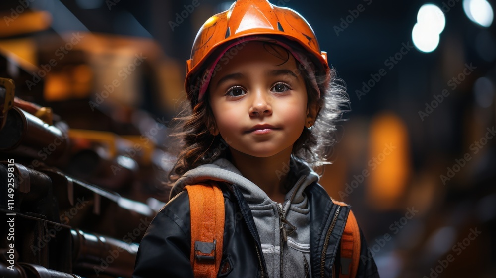 A child laborer in a factory setting A child laborer in a factory setting