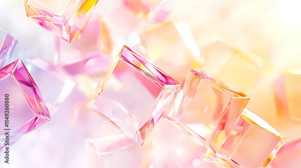 Pastel-colored glass cubes float against a soft, blurred background. Pastel-colored glass cubes float against a soft, blurred background.
