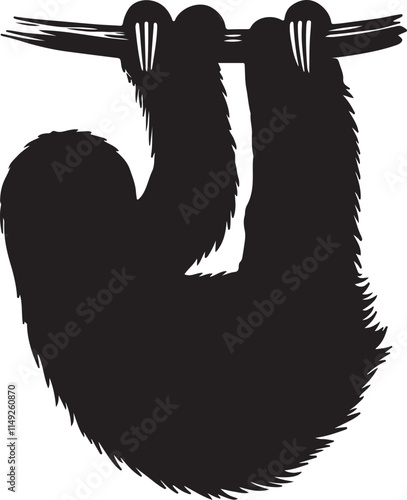 hanging sloth animal silhouette design vector art illustration