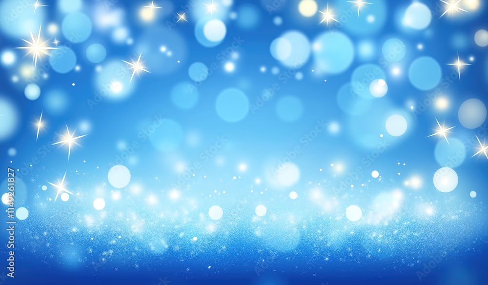 Abstract Blue Holiday Background with Scattered Lights and Text Space for Christmas, New Year Celebrations Abstract Blue Holiday Background with Scattered Lights and Text Space for Christmas, New Year Celebrations