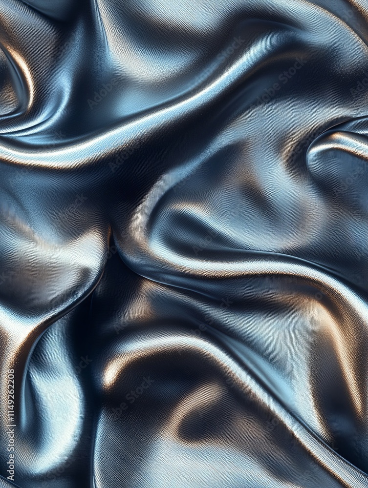 Fototapeta premium Metallic Silver Flowing Fabric Texture