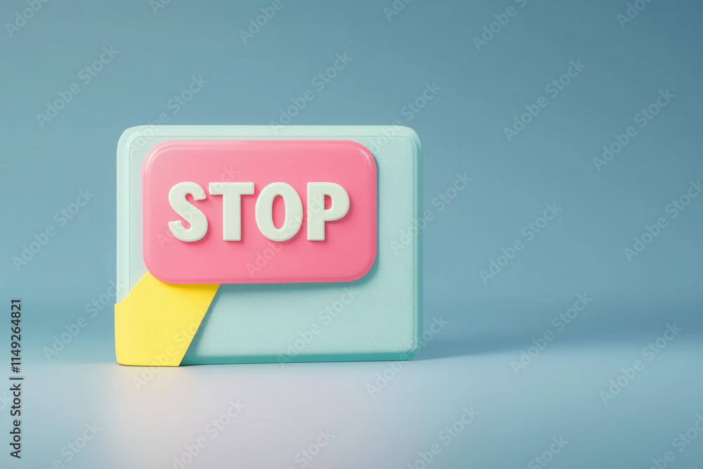 colorful stop sign with playful design on blue background colorful stop sign with playful design on blue background