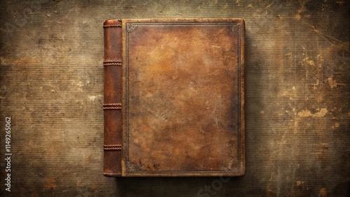 Aged Leather-Bound Book on Rustic Surface A Vintage Textured Background