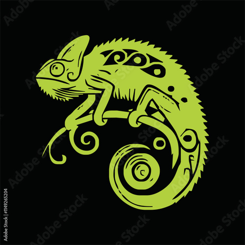 Chameleon cartoon vector art and illustration