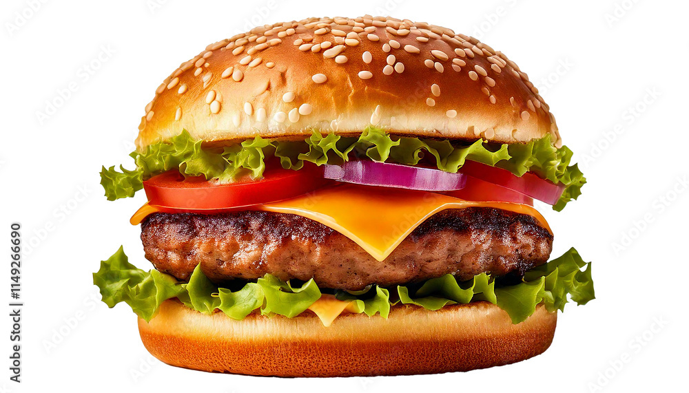 Delicious Black Bean Veggie Burger Isolated on a Transparent Background.