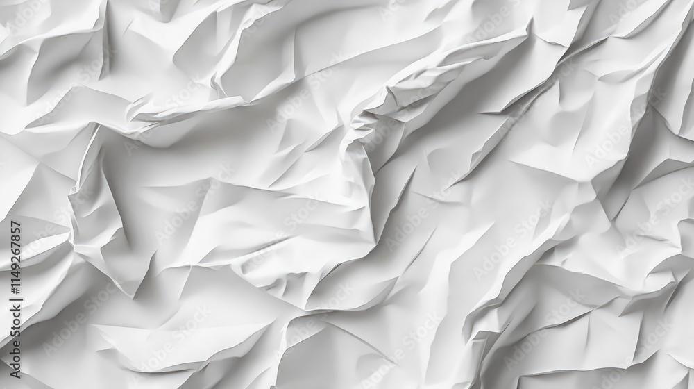 Seamless white crumpled paper background texture pattern. Tileable wrinkled high resolution arts and craft flat lay backdrop with copy space. Artistic abstract creative concept 3D rendering Seamless white crumpled paper background texture pattern. Tileable wrinkled high resolution arts and craft flat lay backdrop with copy space. Artistic abstract creative concept 3D rendering