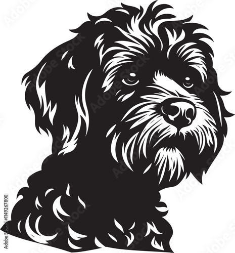 Portuguese Water Dog Silhouette Vector Illustration White Background