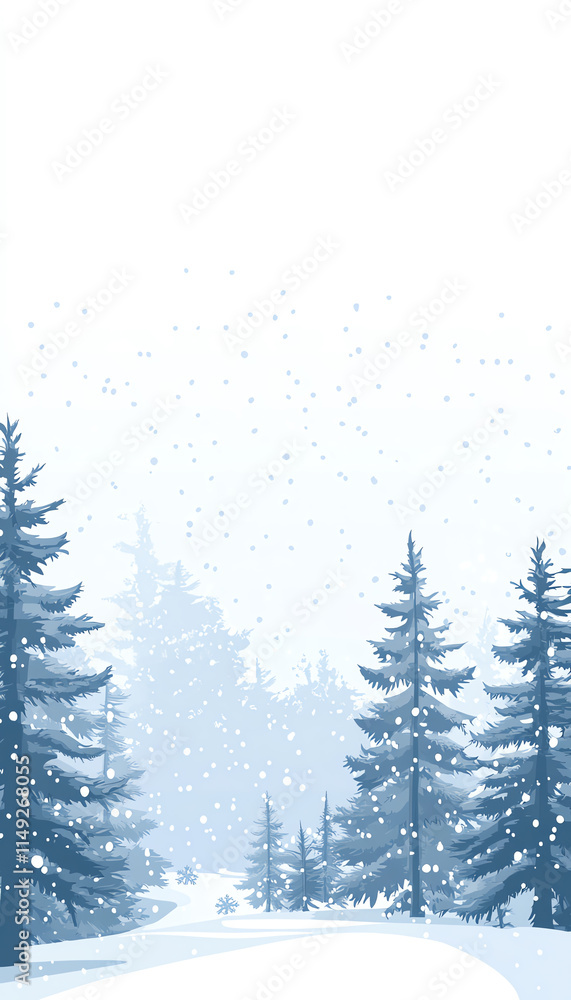Obraz premium A serene winter landscape featuring snow-covered trees and a tranquil atmosphere.