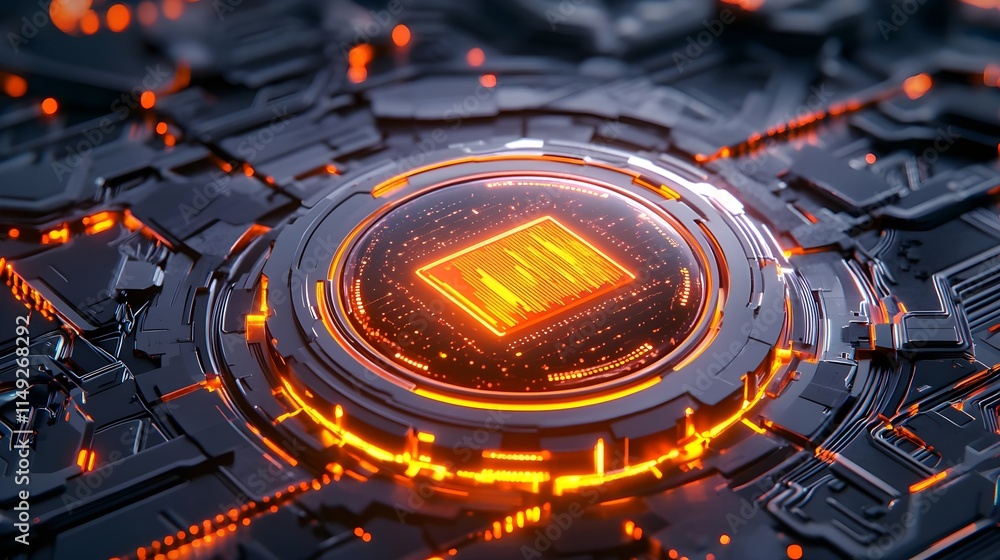 Fototapeta premium glowing tech circuit board, abstract ai - abstract technology