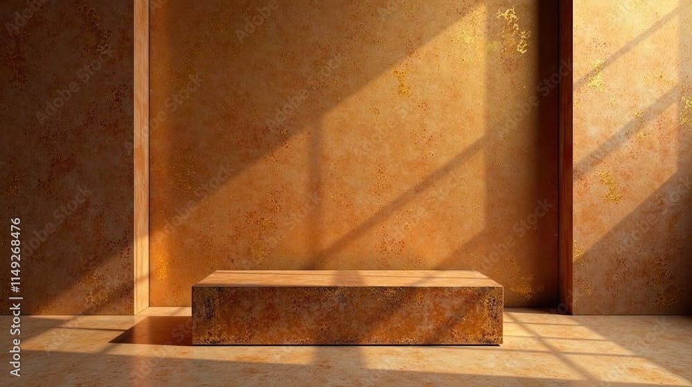 Sunlit Rustic Platform in Earthy Tones A Minimalist Product Display