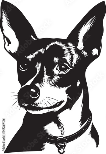 Rat Terrier Silhouette Vector Illustration White Background