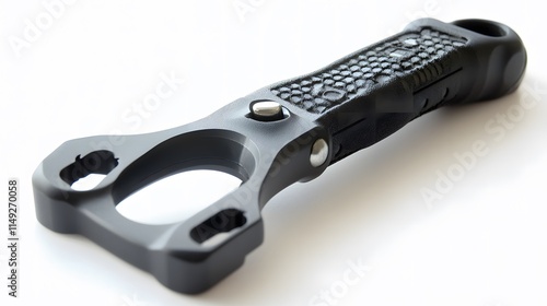 Black ergonomic handgrip for sports equipment with textured surface photo