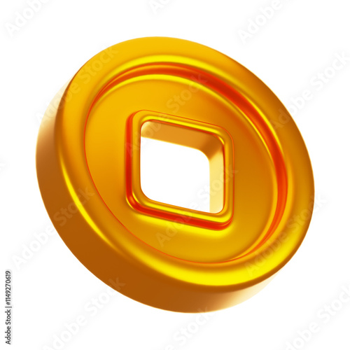 3d rendering chinese coin icon. Chinese new year icon concept