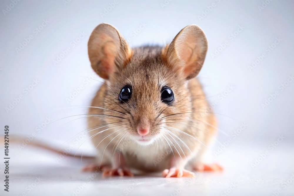Minimalist Mouse Photography: Tiny Rodent on White Background Minimalist Mouse Photography: Tiny Rodent on White Background