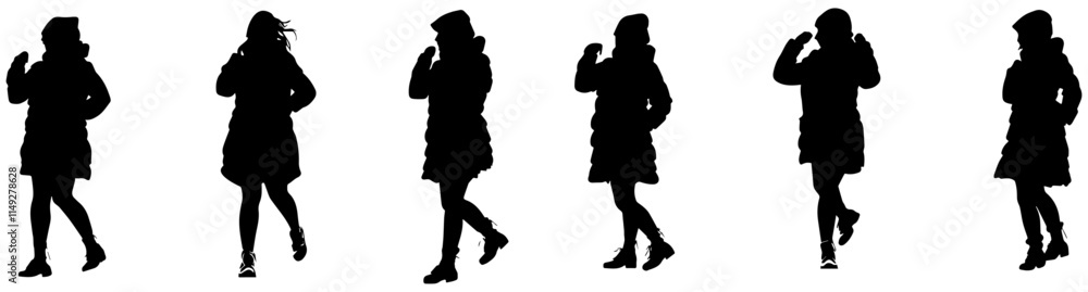Silhouettes of Women in Winter Coats Silhouettes of Women in Winter Coats